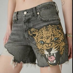 Lucky Brand Gray Leopard Graphic Jean Shorts